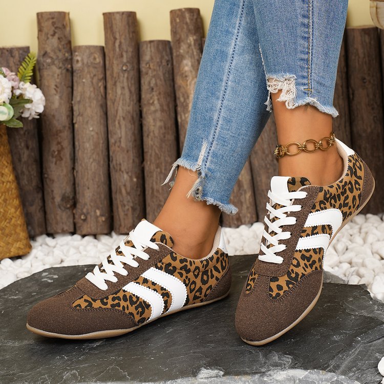 Cross Border Leopard Print Couleur Bloqué Allemand Chaussures de formation pour femmes