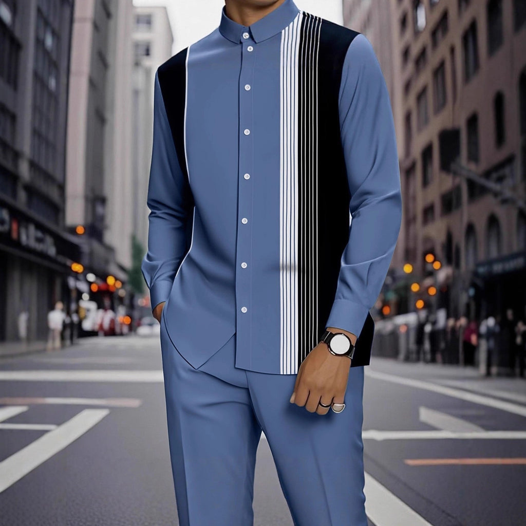 Chemise rayée imprimée homme avec ensemble de boutons noirs