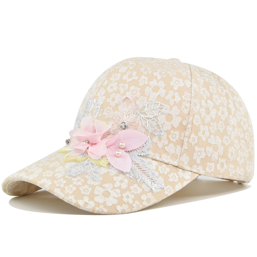 La Dentelle de la Dame Fleur tridimensionnelle et Pearl Design Mode Casquette de baseball est approprié