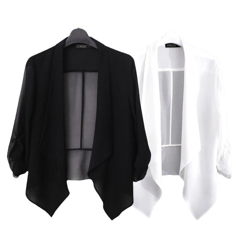 Châle-style Sun-protective Top Solid-colore Loose-fit Casual Versatile Cardigan Veste