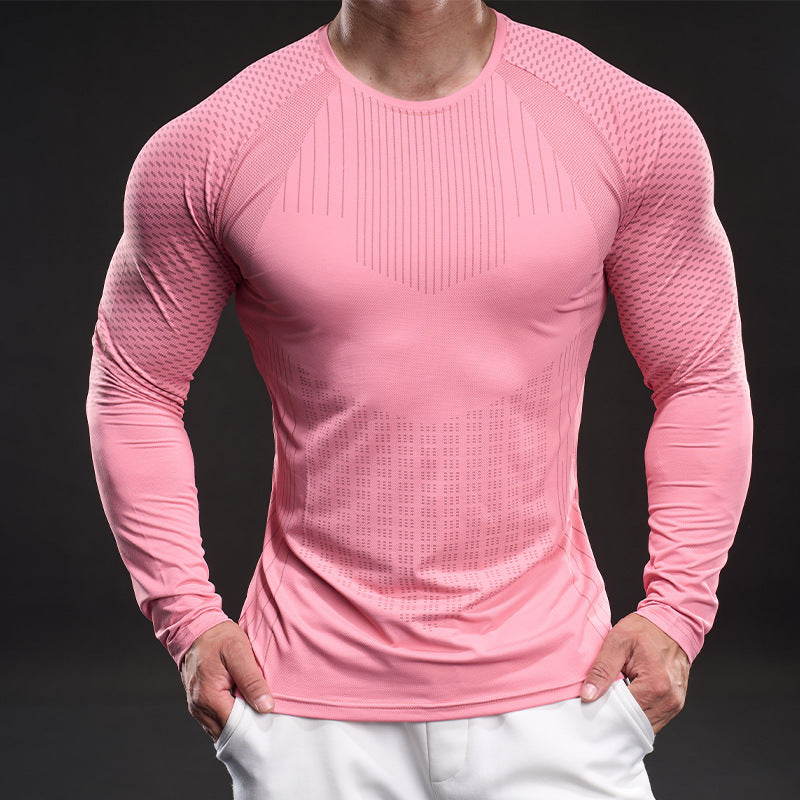 T-shirt en soie glacée à manches longues pour hommes
