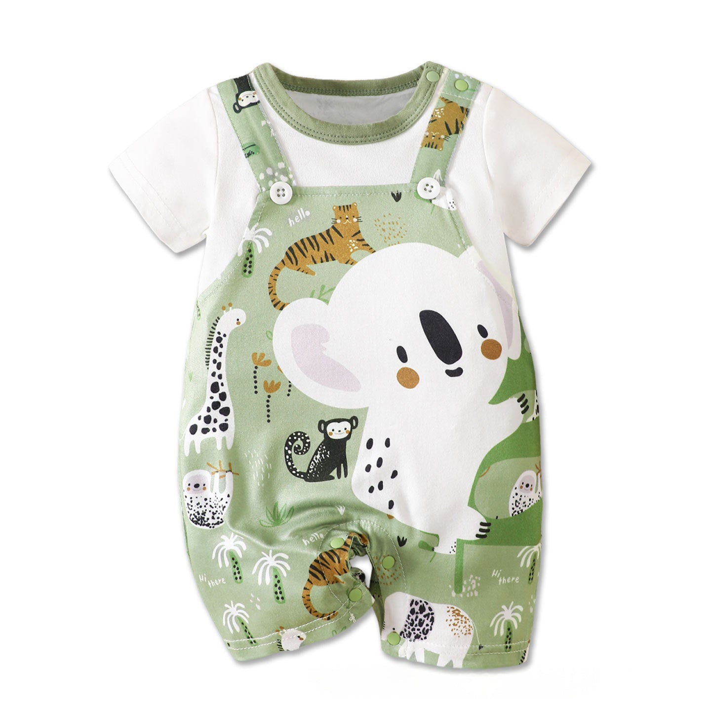Mignon et super-adorable sur le thème animal à manches courtes bébé Romper pour l'été