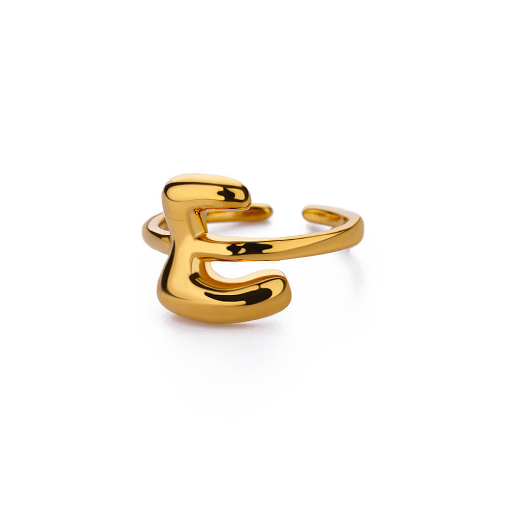 Cute Bubble Letters Anneau en or plaqué or 18K