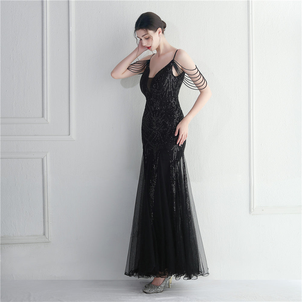 Mesh Perade mariage mariage mariage long camisole soirée Gown