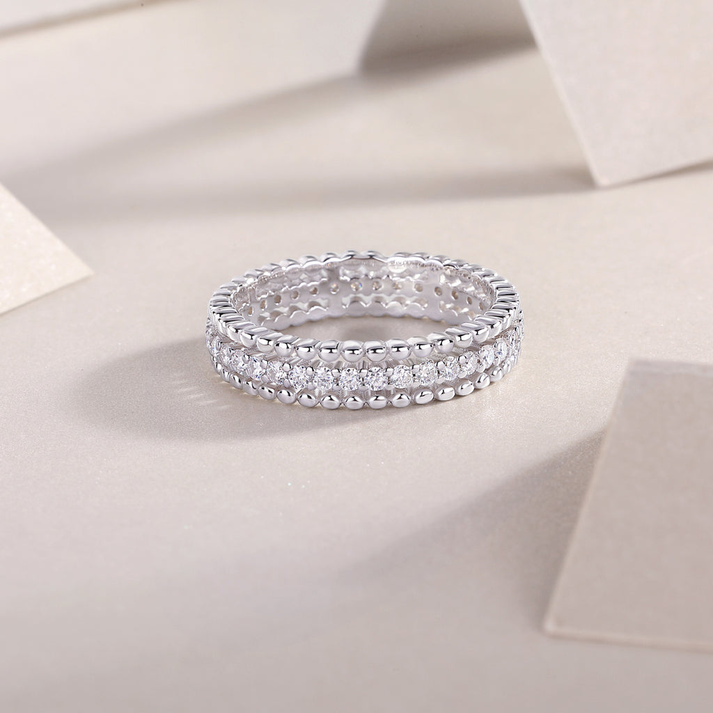 S925 Argent 2.4g Anneau de Moissanite plaqué platine