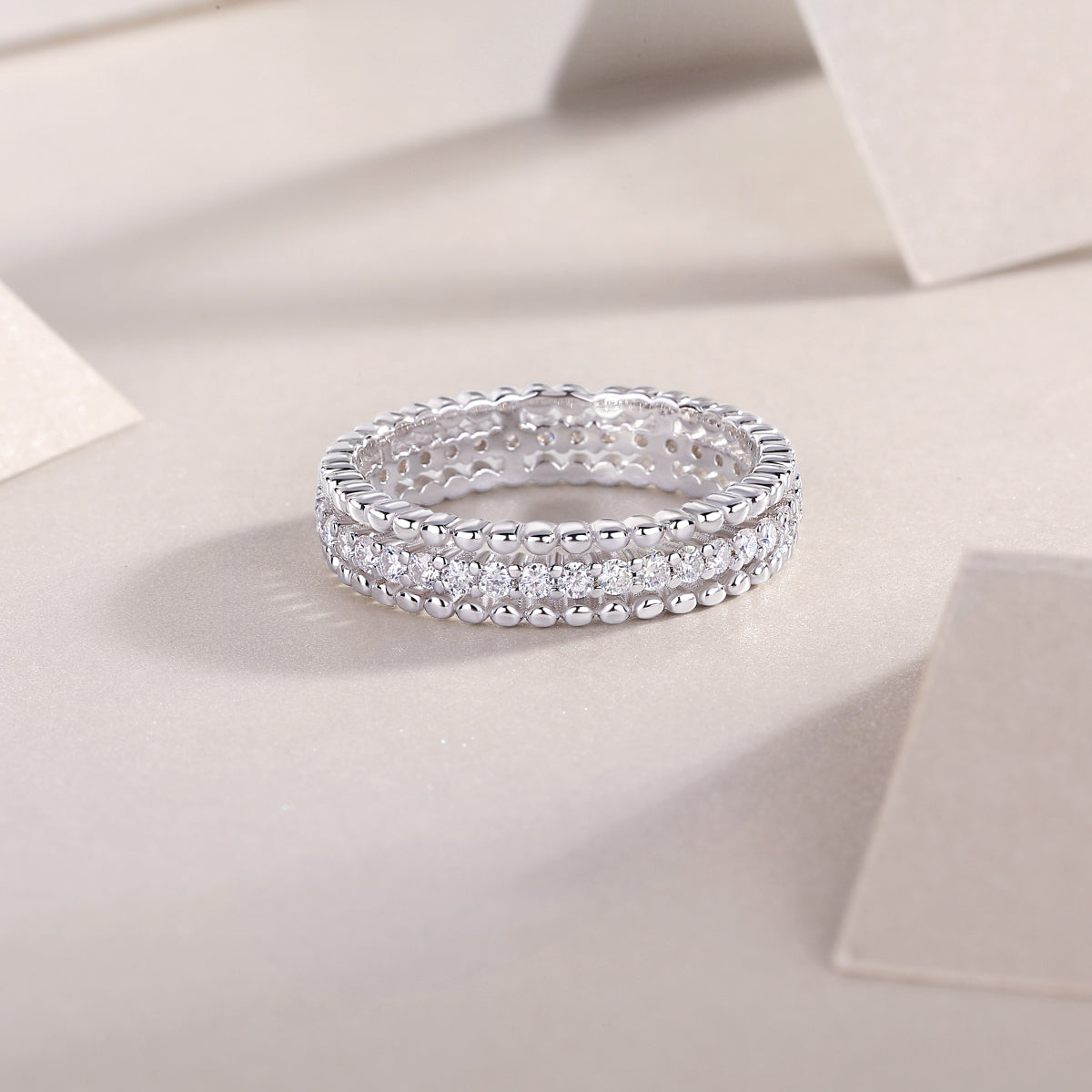 S925 Argent 2.4g Anneau de Moissanite plaqué platine