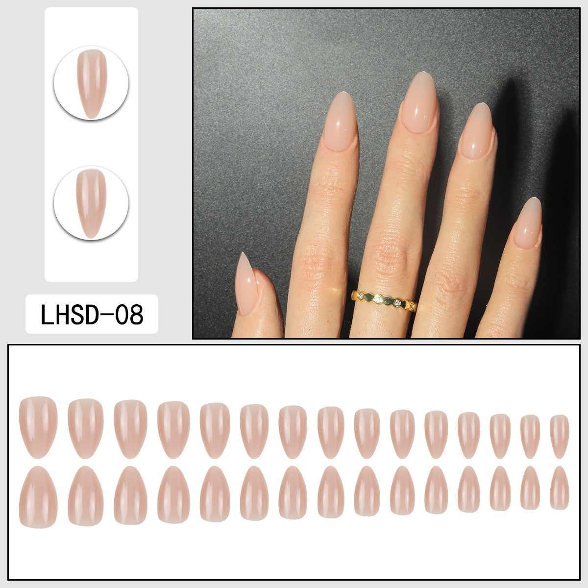 Femmes Glossy Portable Nails artificiels de couleur solide