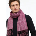 2pcs Block couleur brillante Fuchsia Yarn-Dyed écharpe