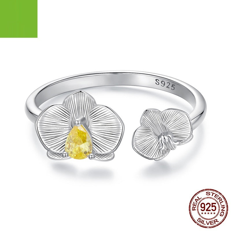 Argent Sterling Phalaenopsis Open Ring Mode Exquise et polyvalente