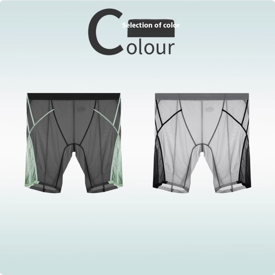 Sous-vêtements de sport en soie glacée Hommes Non-trace Porter Leg Quick Dry Plus Long Porter Crotch