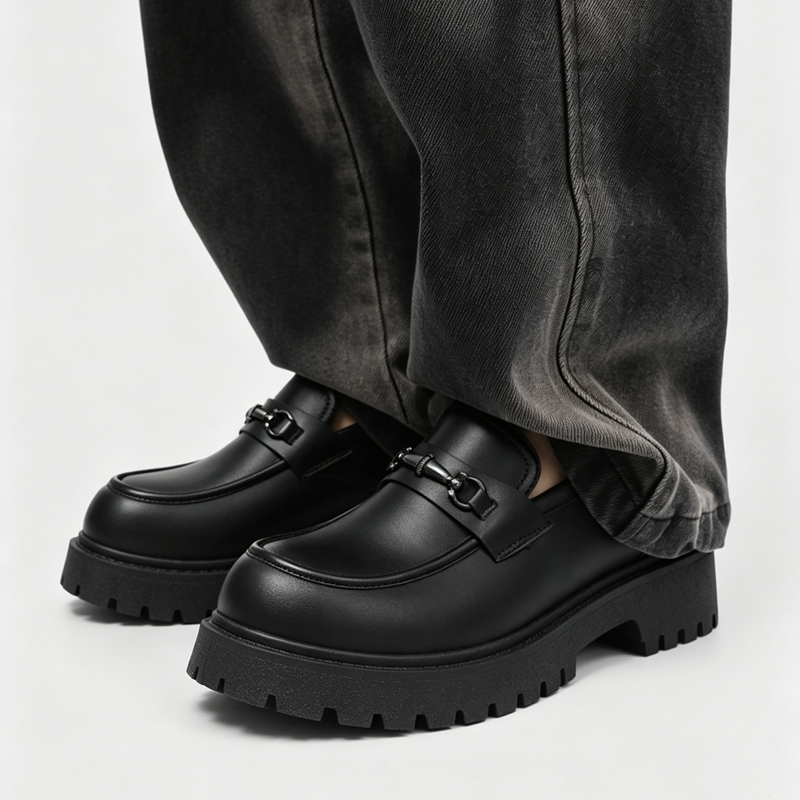 Chaussures d'orteil rondes masculines élevées