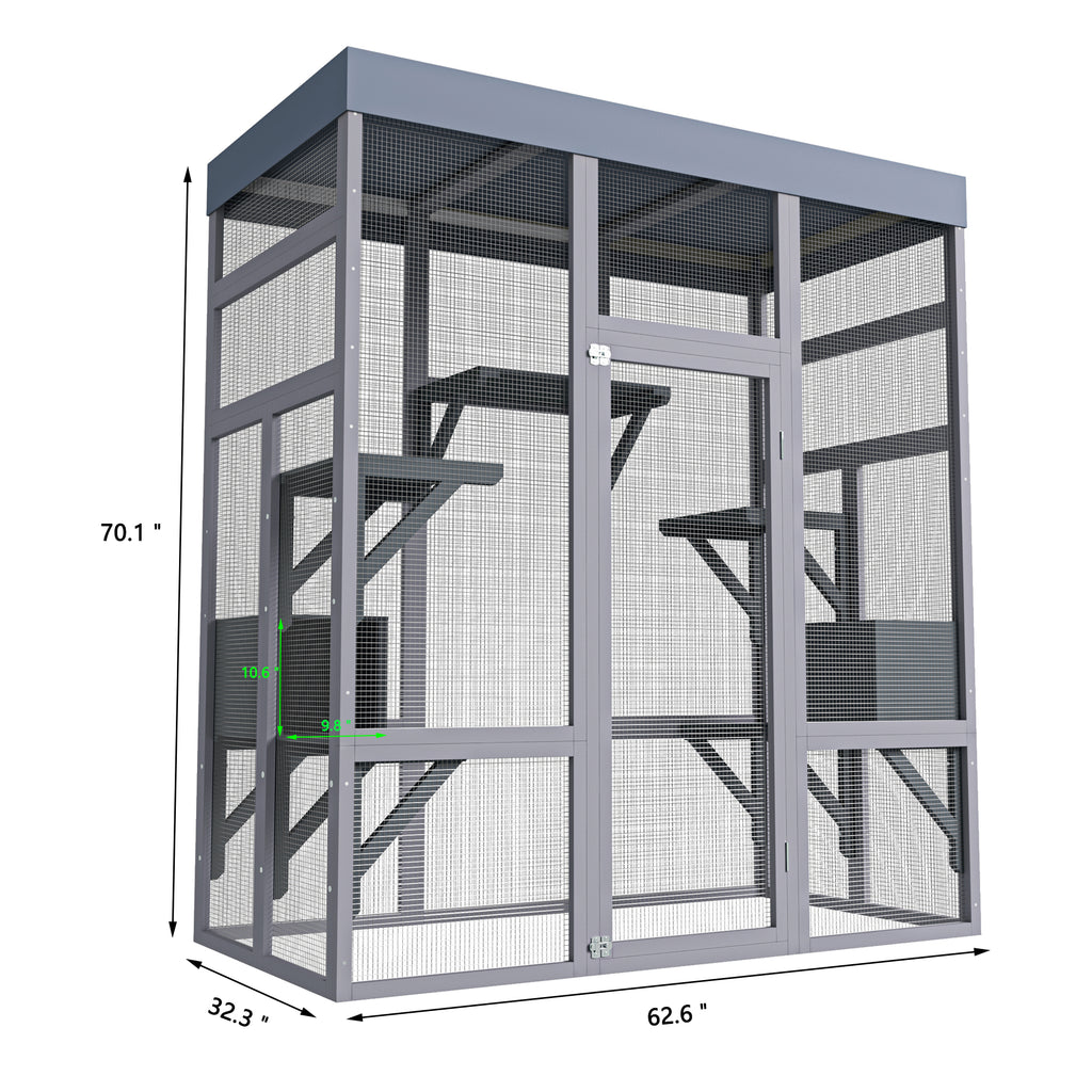 Catio en bois de 62.6" pour chats