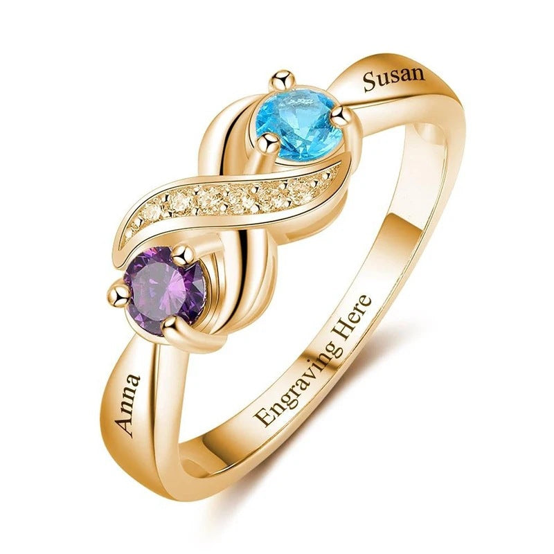 12e anniversaire Pierre Amour Coeur Anneau Femme