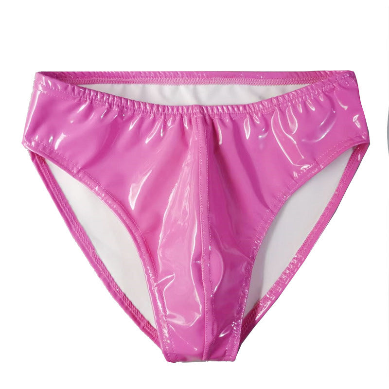 Sous-vêtements sexy en cuir anti-exposition PU brillant pour hommes
