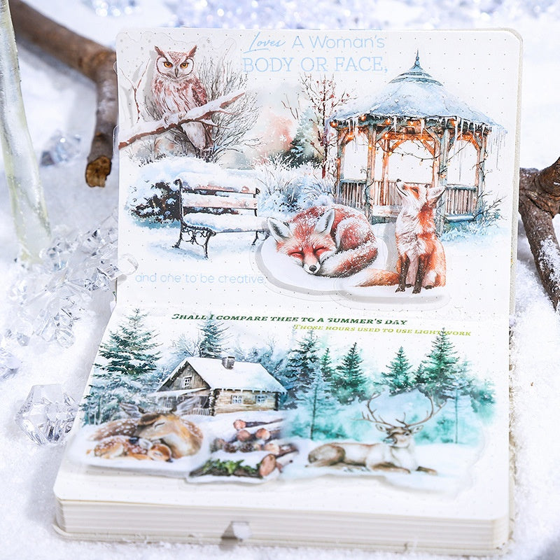 Belle journée d'hiver animal paysager PET Sticker Bag