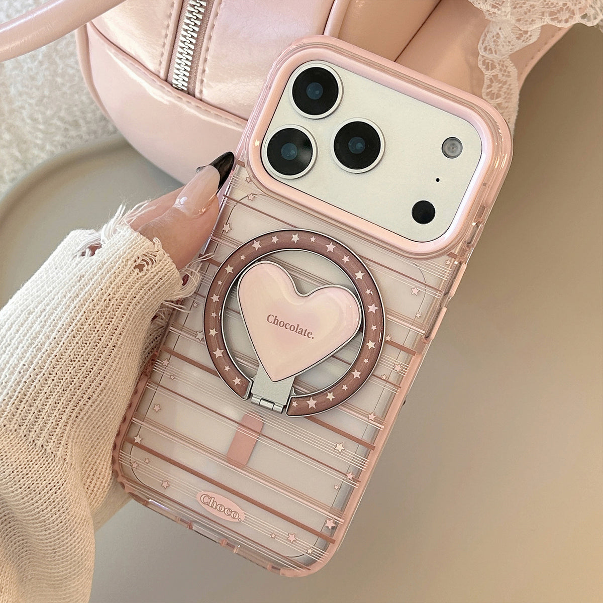 Magnetic mount compatible with pinkish-brown scratched phone cases