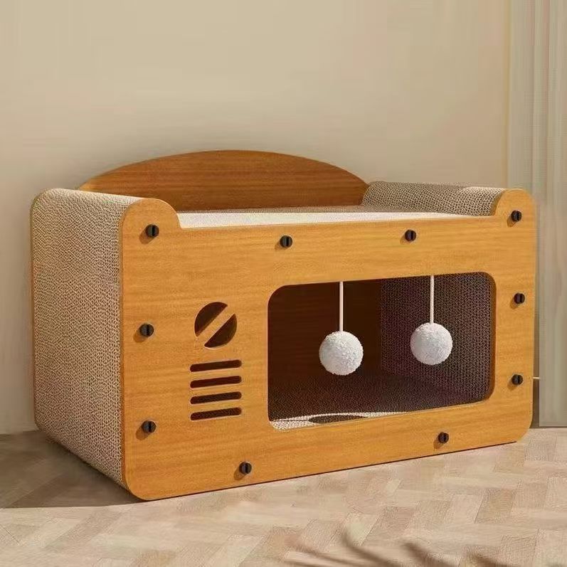 Boîte de chat à simple porte en carton ondulé