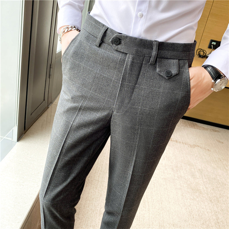 Style coréen British Classic Checkered Elegant Slim Fit meilleur homme pantoufles homme costume P