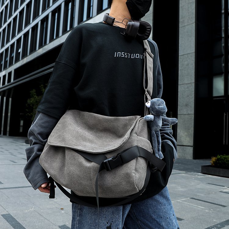 Grand-Capacité Minimaliste Toile Crossbody Sac pour hommes