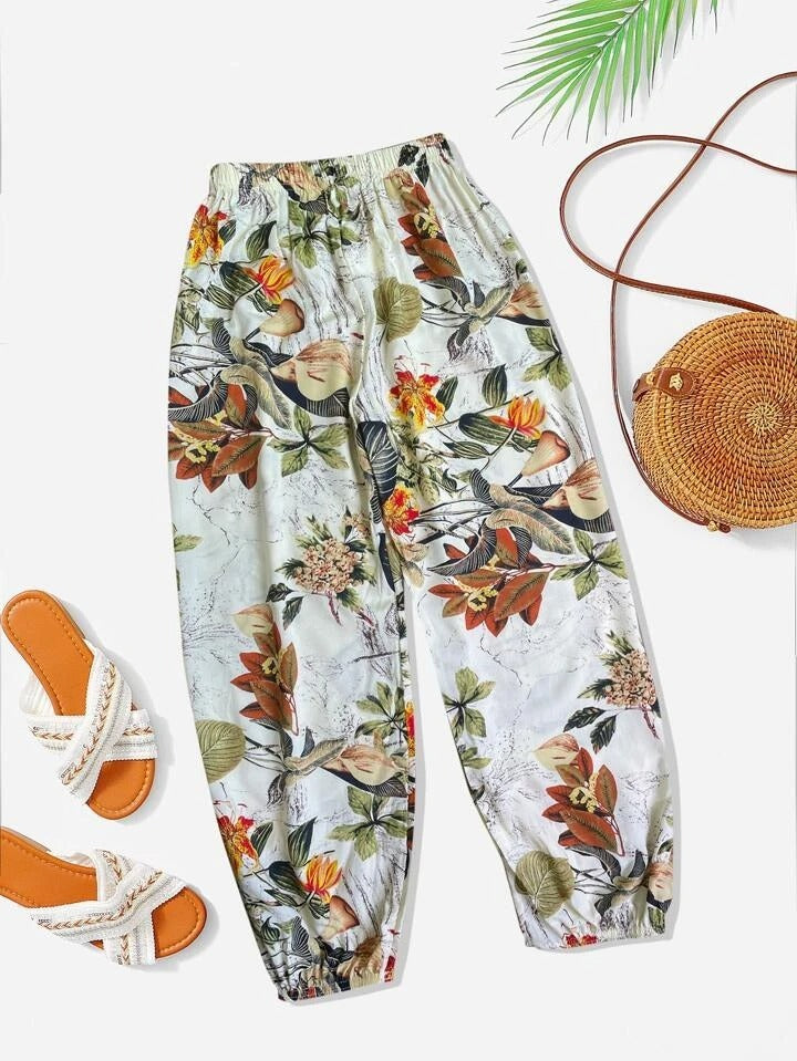 Pantalons à bande de cheville imprimée Comfort Casual
