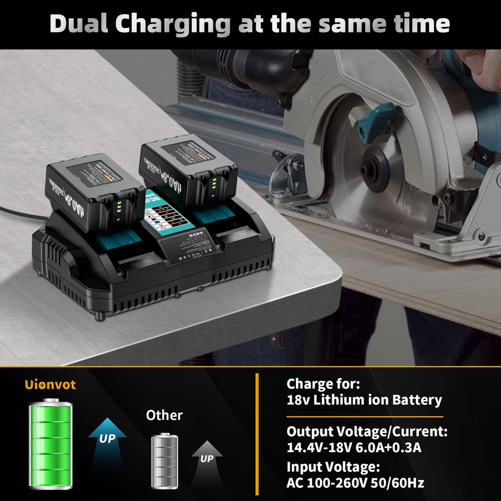 Double chargeur rapide pour batterie Li-Ion 18V BL1860 BL1830 BL1850 BL 1840 NOUVEAU