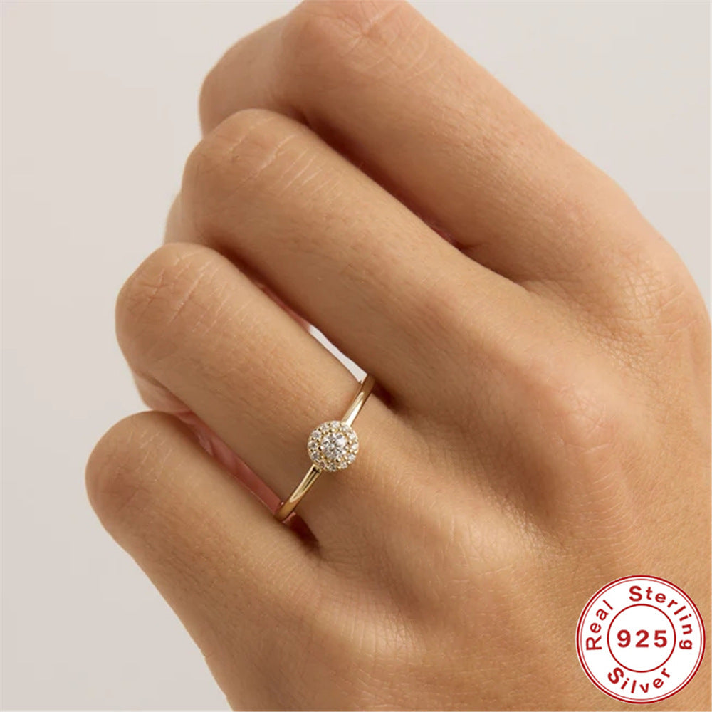 Coin arrondi du vent Moissanite Anneau Or 18K