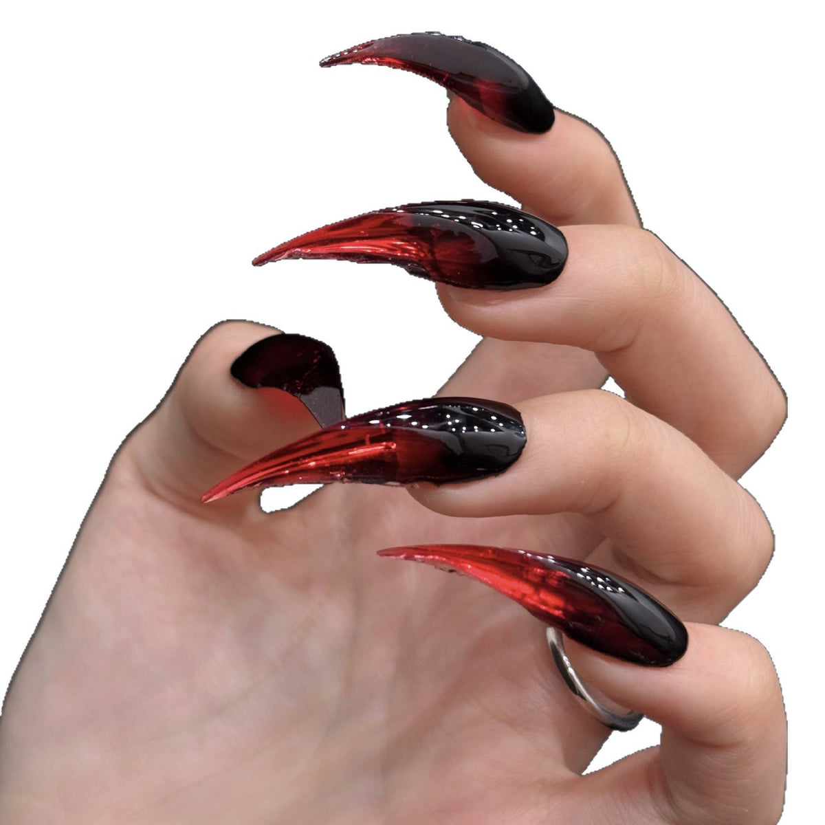 Red Black Dragon Griffe Appuyez sur faux ongles