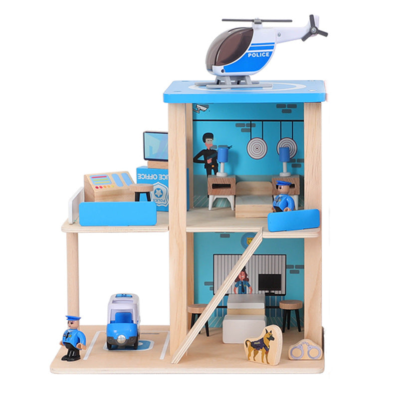 Scène de jeu de Puzzle de train en bois