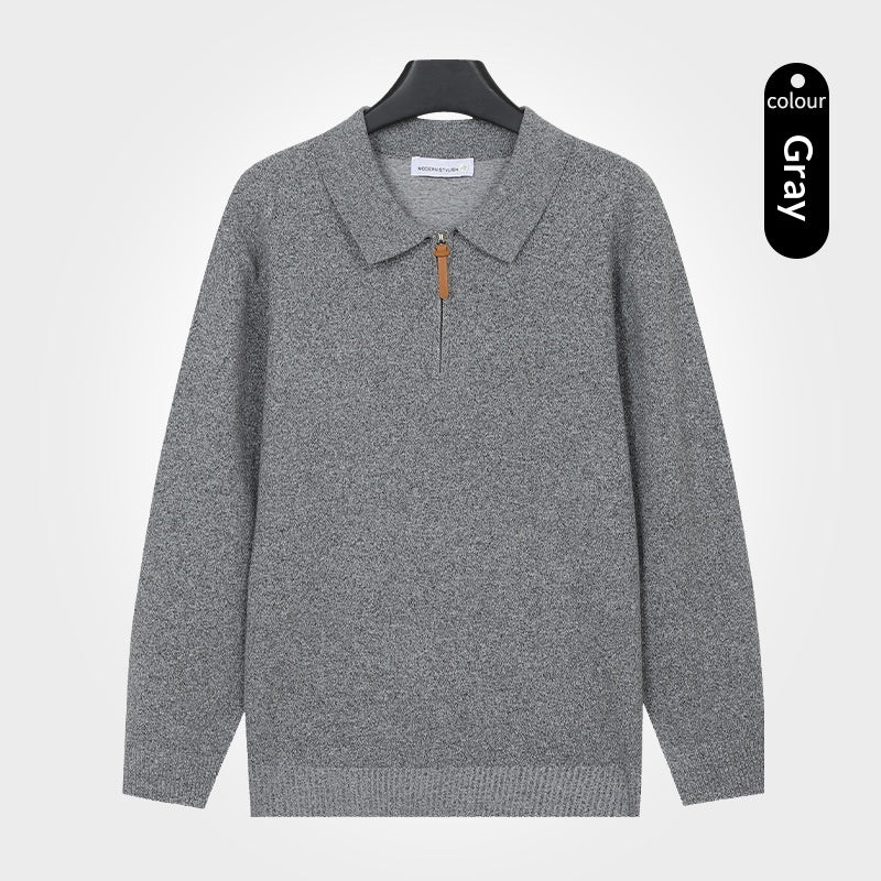 Pull à mailles Lapel avec une demi-zip Et des manches longues pour les hommes
