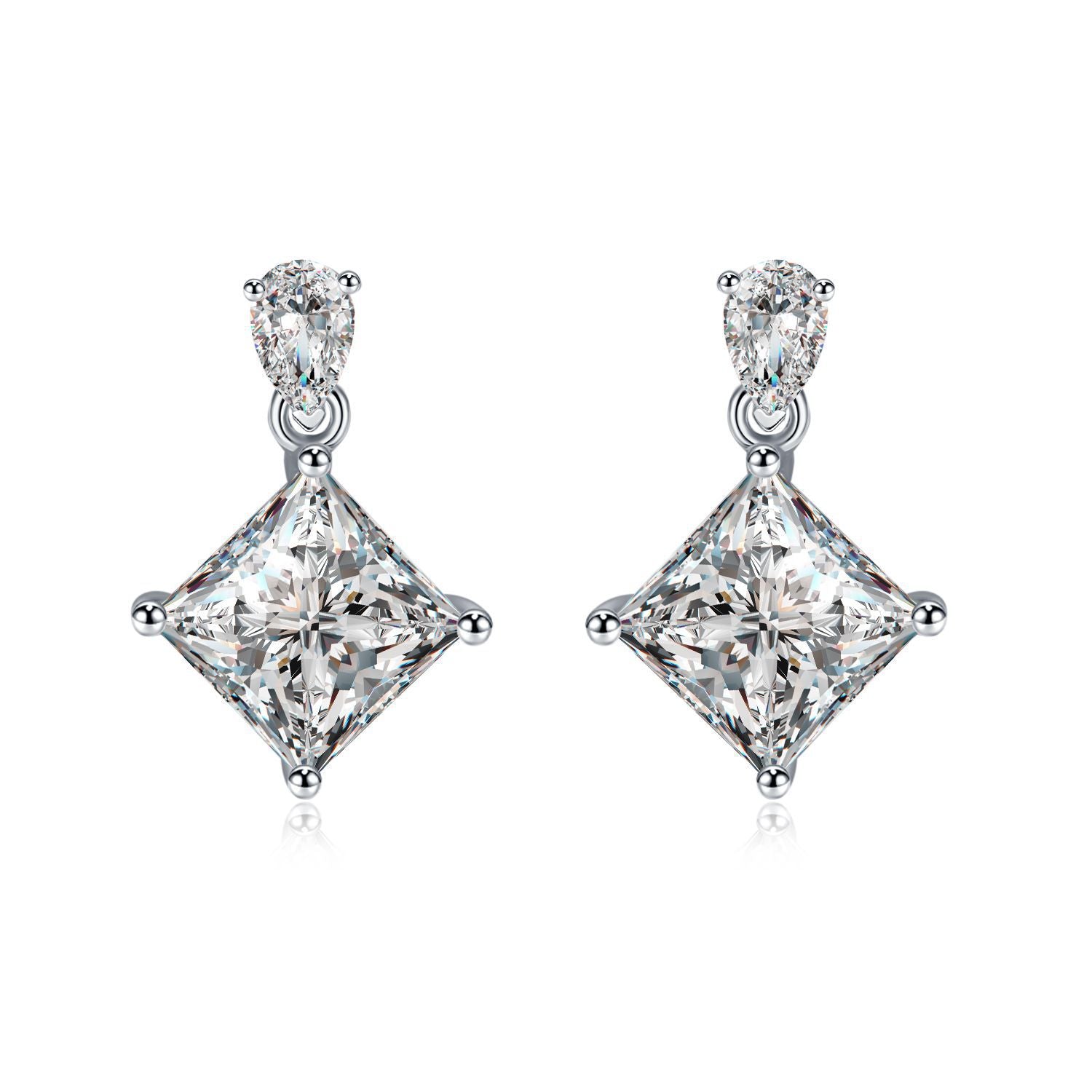 S925 Boucles d'oreilles en argent sterling taille princesse