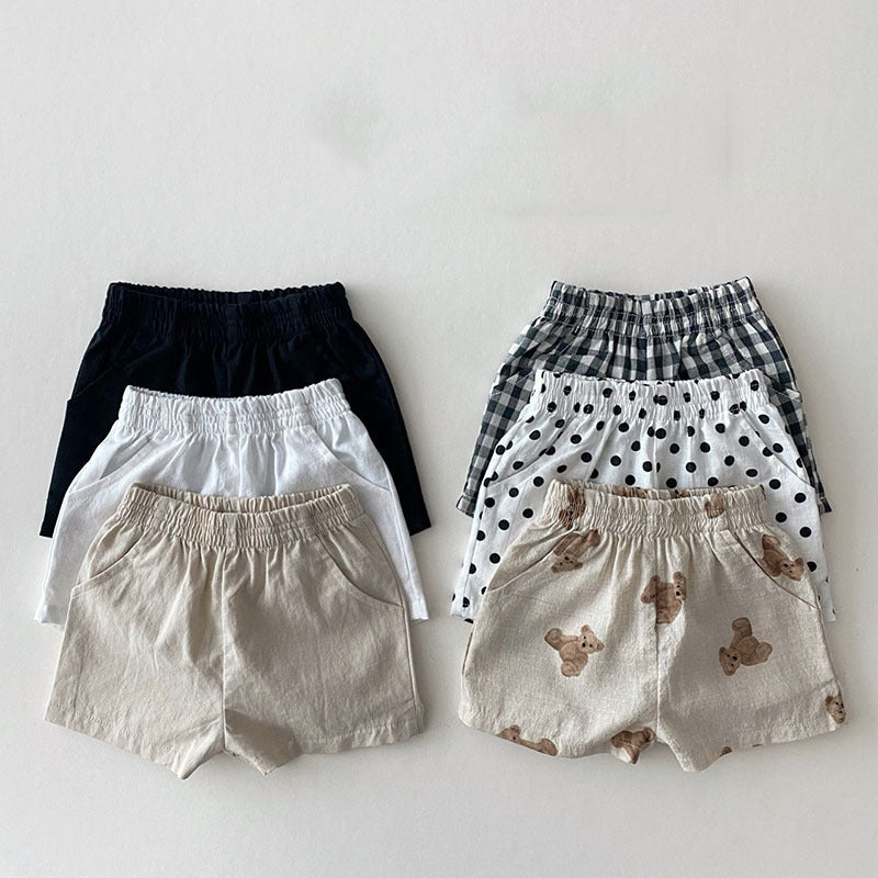 Ins Baby Loose mince coton et short en lin Style enfantin