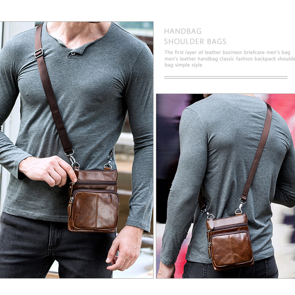 Sac d'épaule pour hommes Sac en cuir véritable pour hommes Pouch