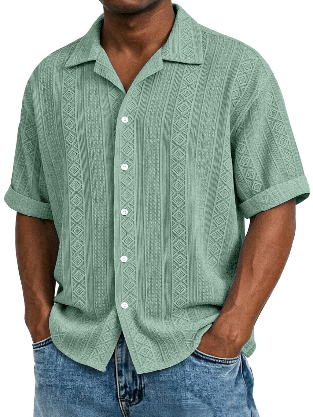 Men's Short-Sleeved Jacquard Shirt