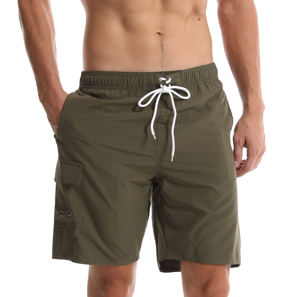 Cross Border Hommes Summer Solid Color Beach Pantalons Hommes Cinq Point Short Mesh Respirant