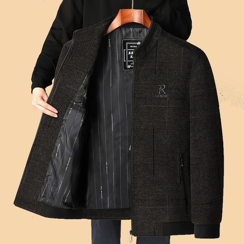 Veste casual homme pour personnes d'âge moyen et âgées Printemps Automne Loose Fit Solid Color