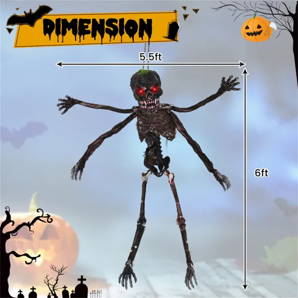 Squelette d'Halloween de 6 pieds d'onde sonore - Yeux rouges clignotants