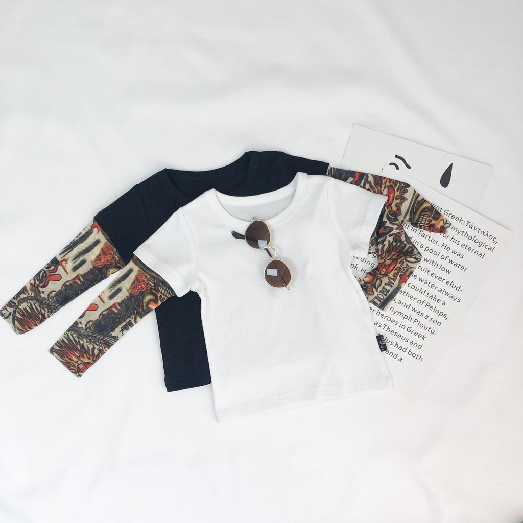 Tattoo Floral Arm pour garçon T-shirt à manches longues Top