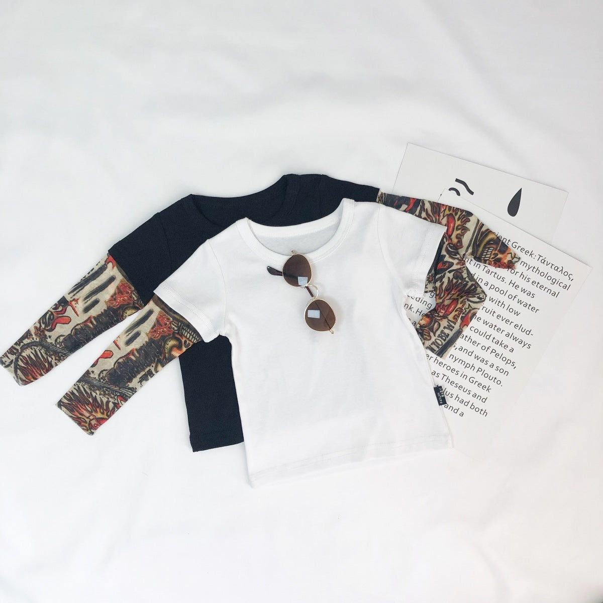 Tattoo Floral Arm pour garçon T-shirt à manches longues Top