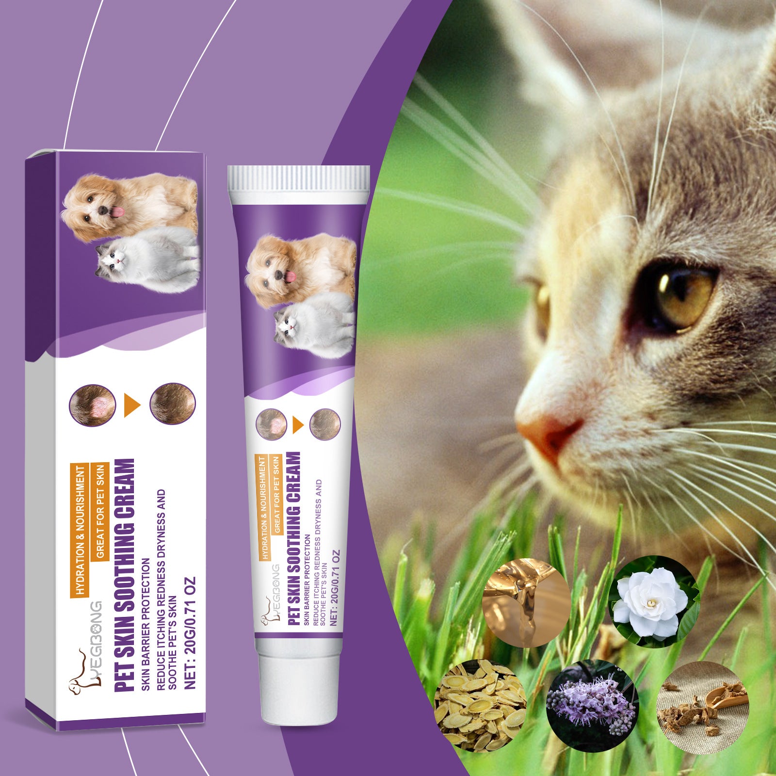 Crème apaisante douce soin de la peau d'animal naturel