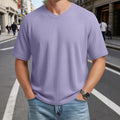 T-Shirt en tricot à manches courtes Raglan col V pour hommes