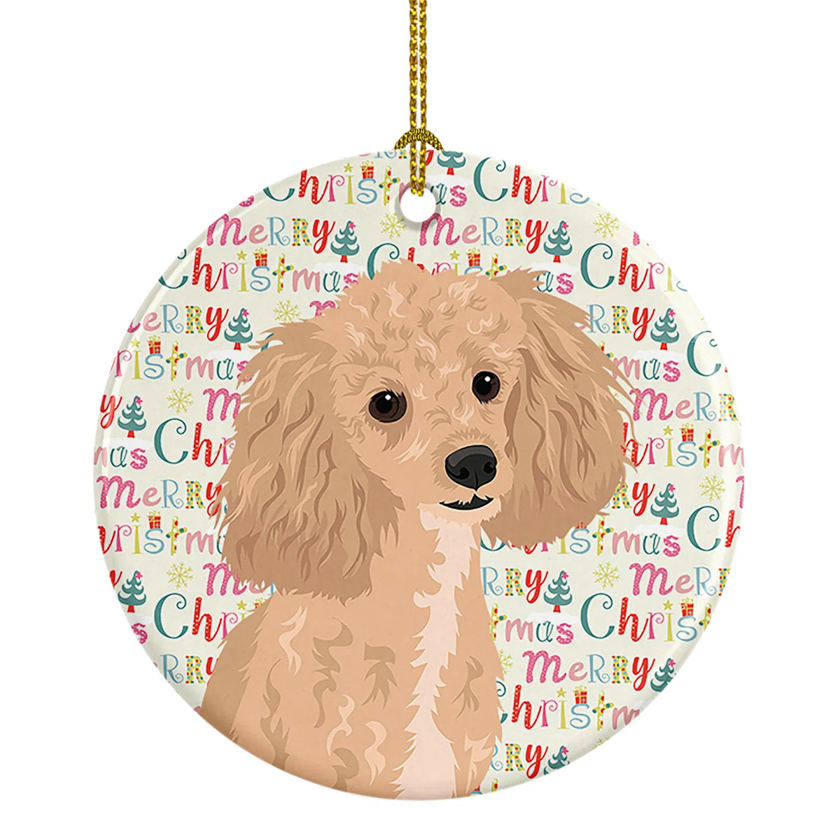 Poodle Toy Apricot #1 Ornement de Noël en céramique Décorations suspendues arbre de Noël pour Ho
