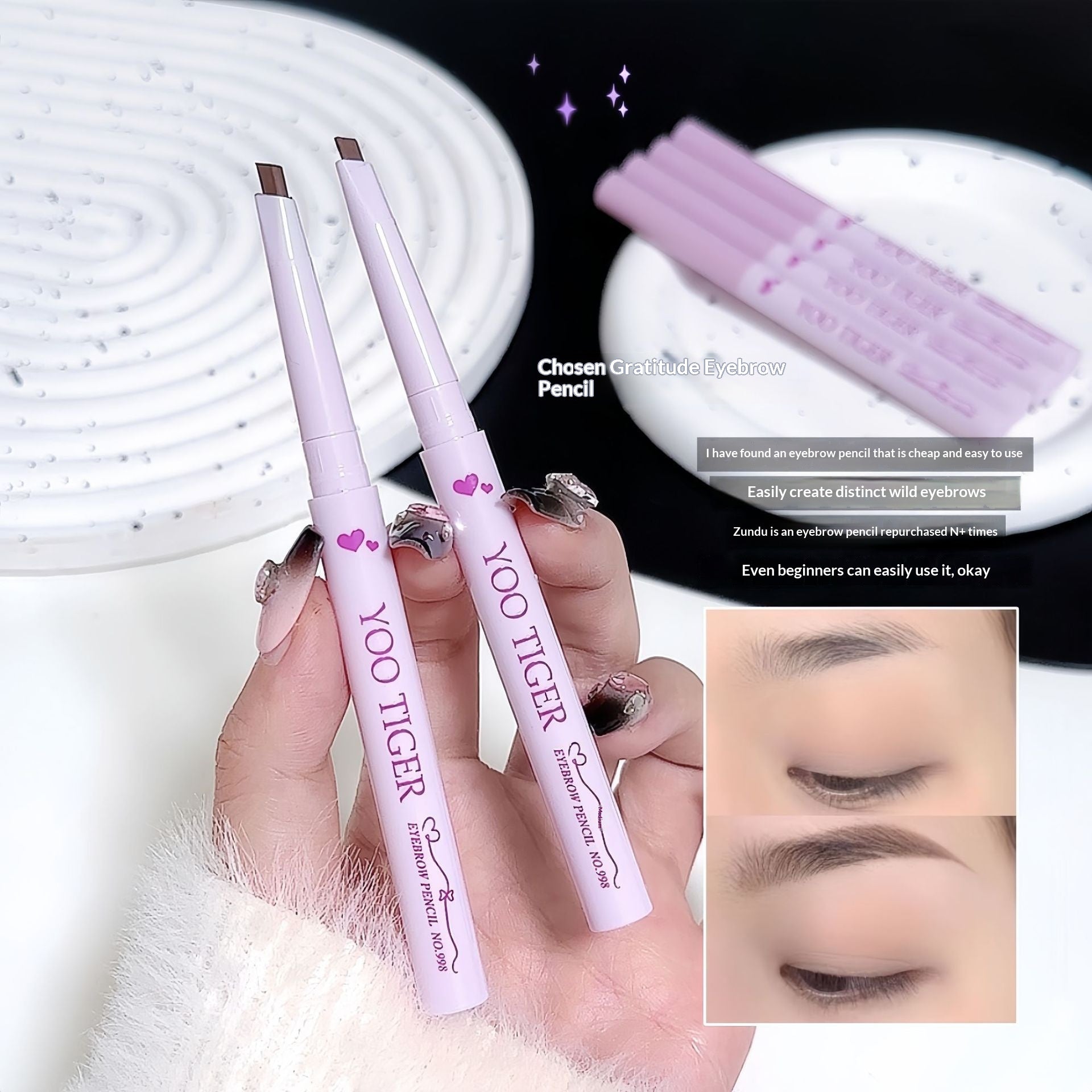 Crayon à sourcils triangulaire ultra-fin pour une forme de sourcils naturelle