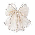 Perle Fil de Neige Large Bow Clip pour cheveux - Accessoire pour cheveux de queue de cheval demi-haut pour femmes auto-épic