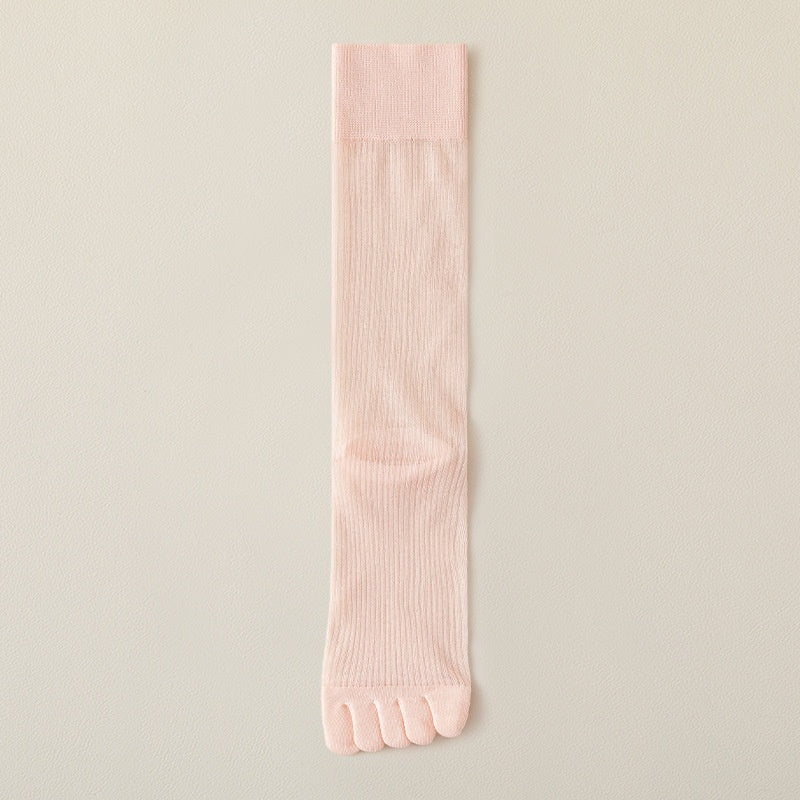 Chaussettes cinq orteils pour les femmes Été mince mi-calf Chaussettes absorbante et déodorante