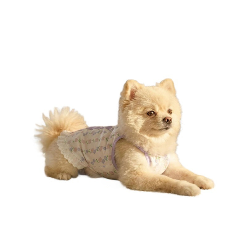 Pet Cat Hair-Proof petite robe de suspenseur floral