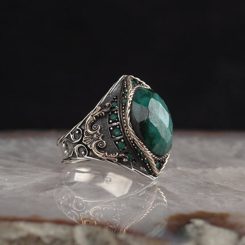 Inlaid Sea Blue Zircon Anneau de mode européen et américain