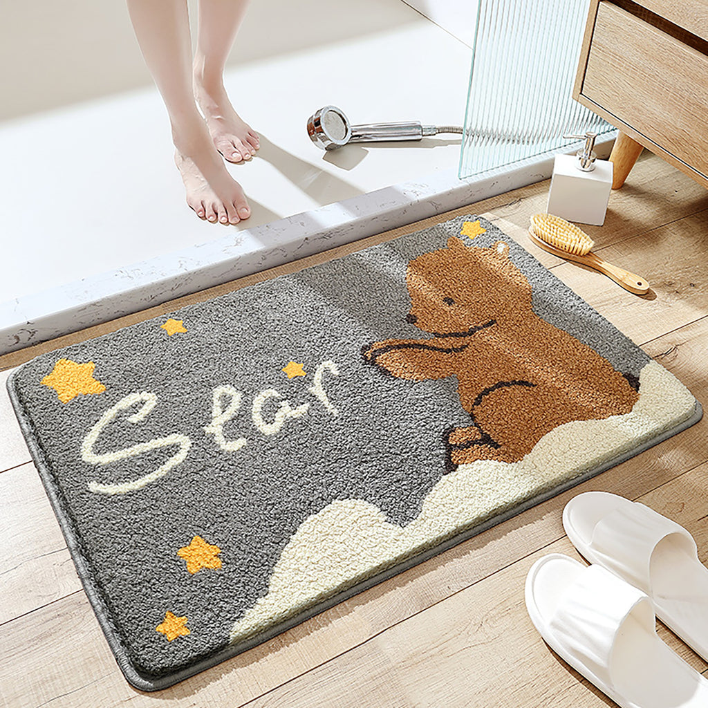 Flocked Home Doormat Salle de bain Rug Absorbent Mat antidérapant Chambre à pied Pad