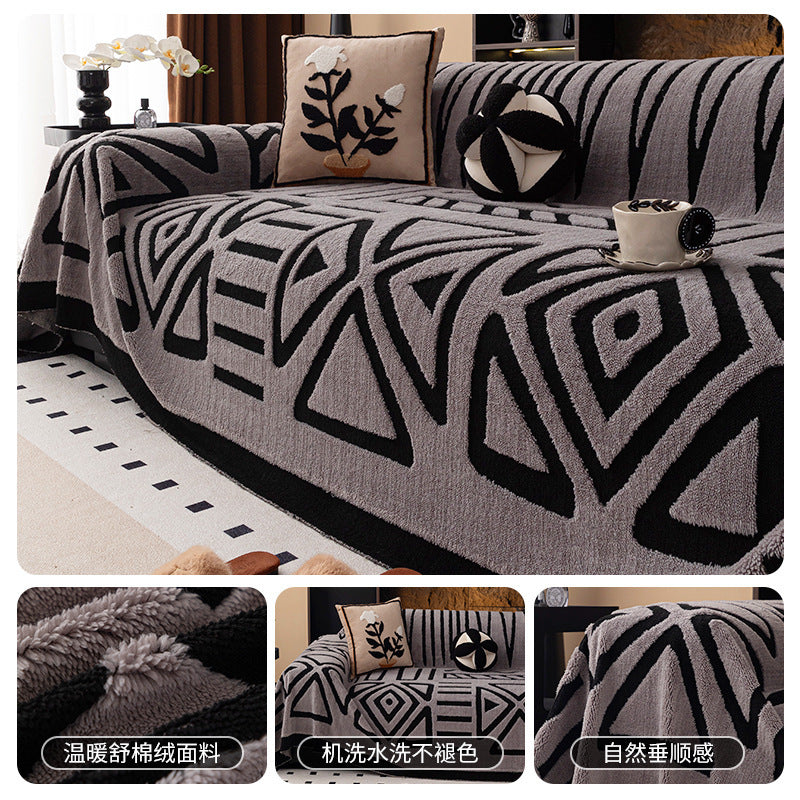 Couverture de canapé en peluche haut de gamme de luxe Couverture épaissée en peluche pour les coussins de canapé