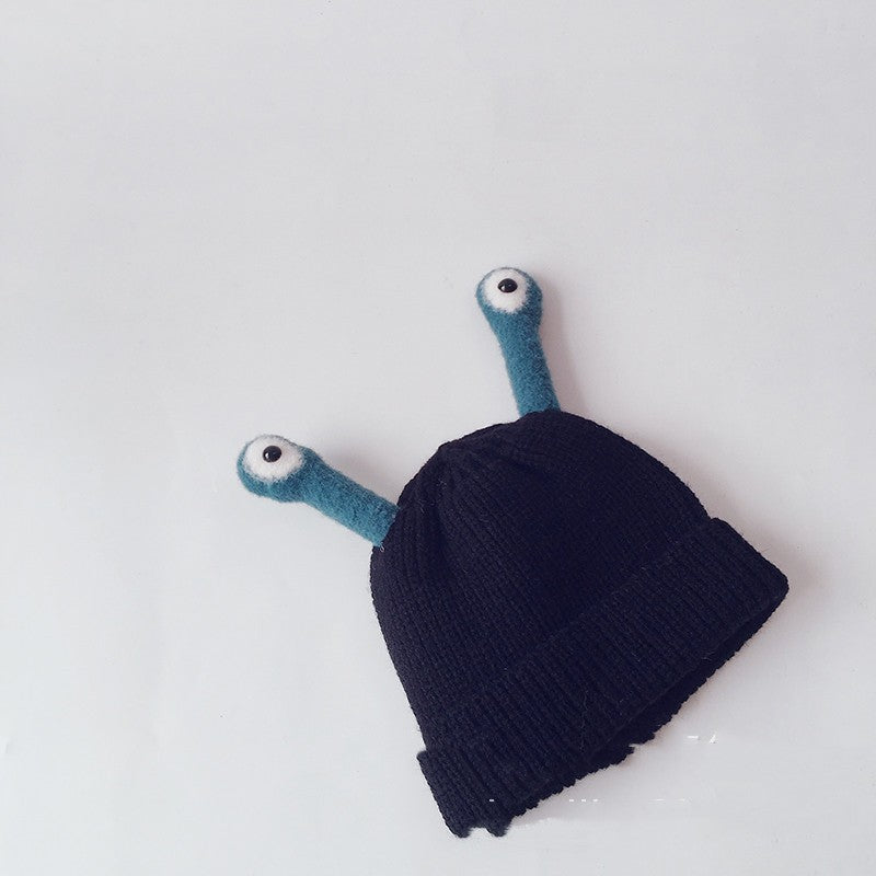Pure Color Korean Version Ins va appeler la grenouille chapeaux tricotés enfants