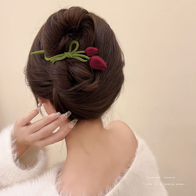 Barrettes de tulipe flottantes Femelle Dos Cheveux Updo